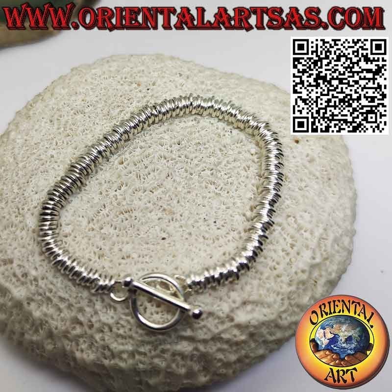 Bracelet en argent avec anneaux, modèle Dodo pour femme, 16 cm