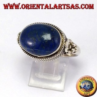 Silver ring with lace Lapislazzuli natural oval