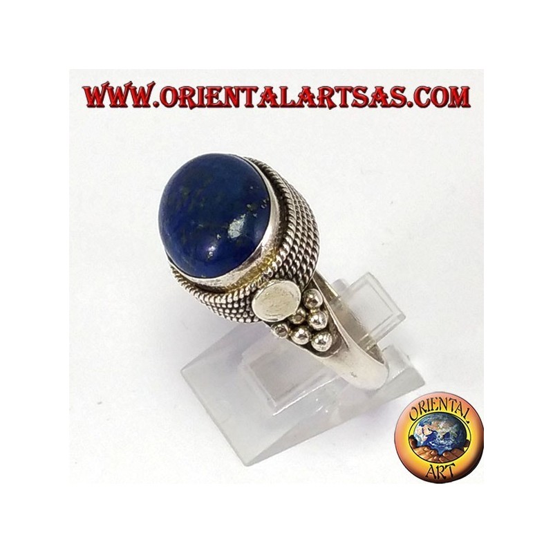 Silver ring with lace Lapislazzuli natural oval