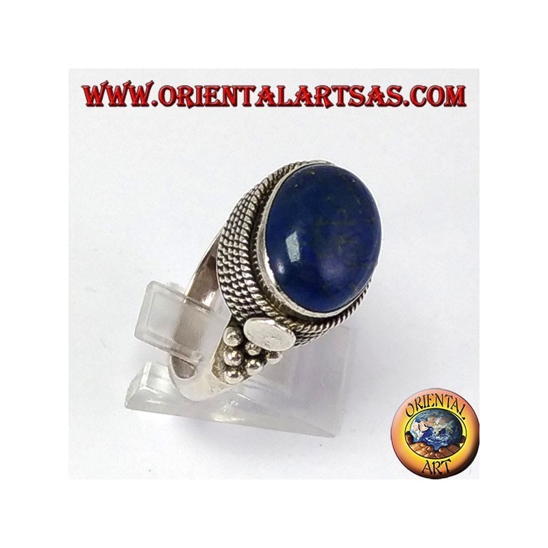 Silver ring with lace Lapislazzuli natural oval