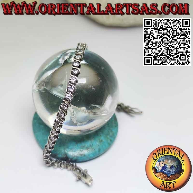 Bracelet tennis en argent 925‰ avec zircons sertis individuellement