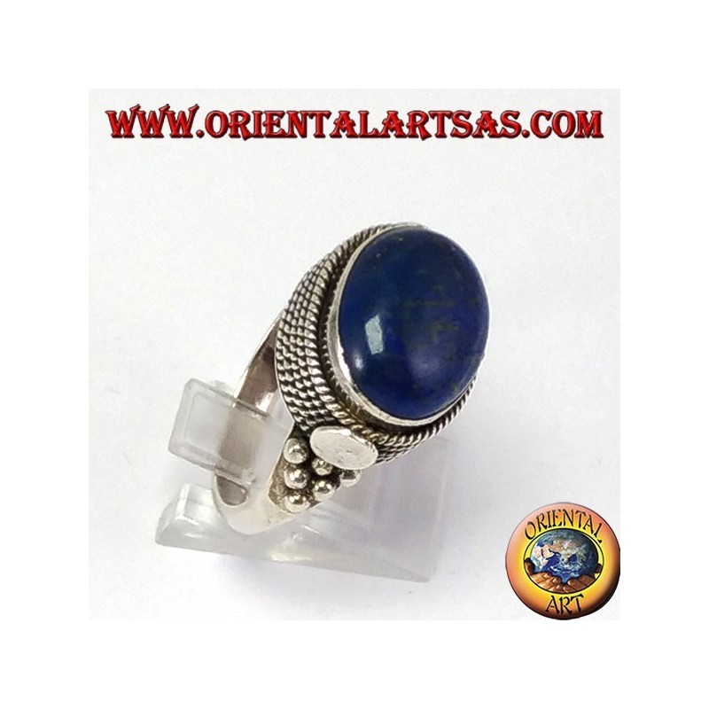Bague en argent avec dentelle Lapislazzuli ovale naturelle
