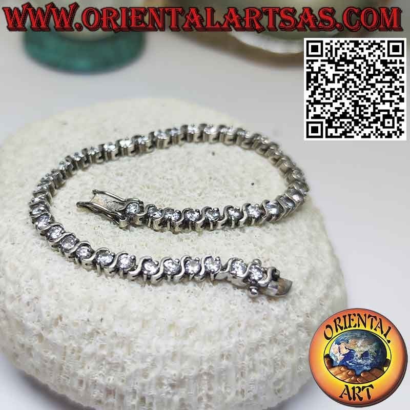 Bracelet tennis en argent 925‰ avec zircons sertis individuellement