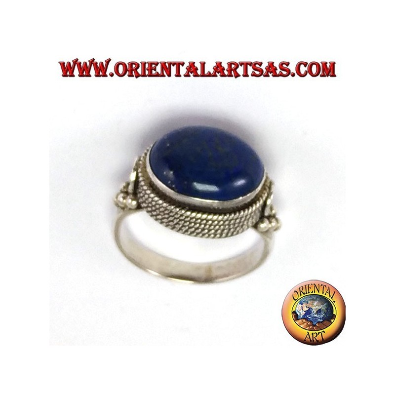 Bague en argent avec dentelle Lapislazzuli ovale naturelle
