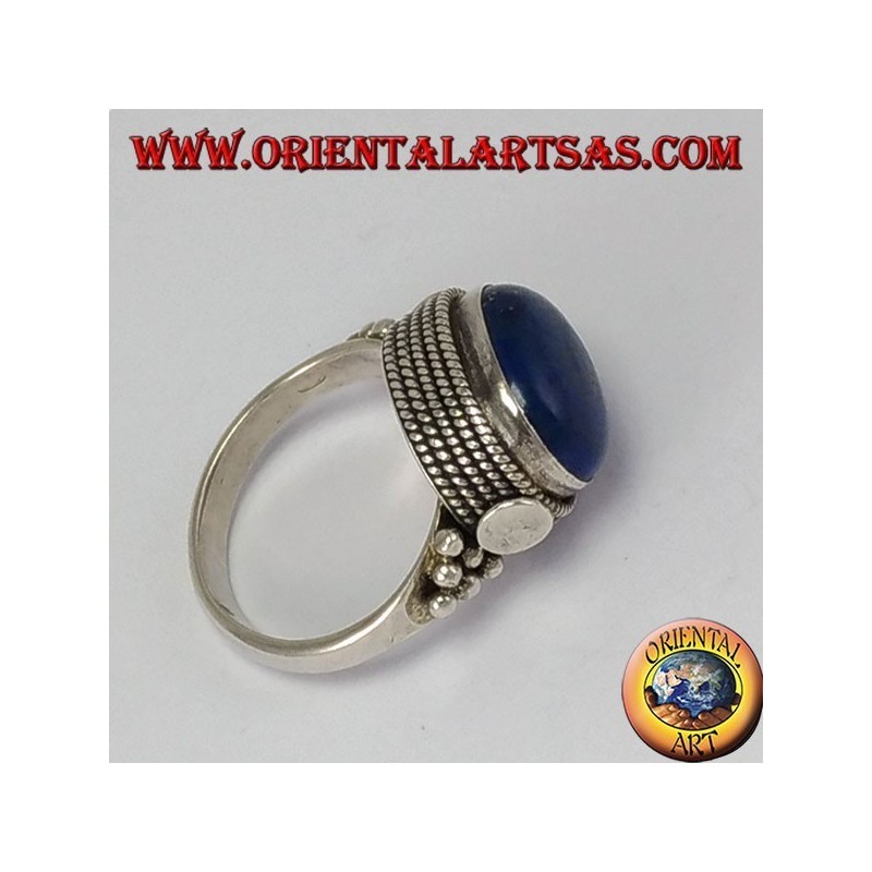 Silver ring with lace Lapislazzuli natural oval