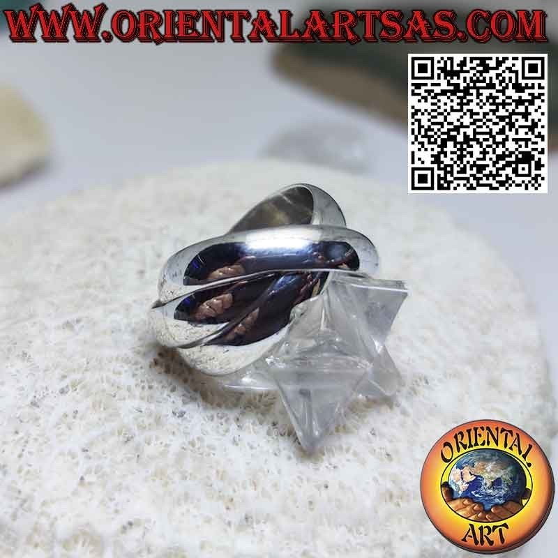 Bague en argent 925 à trois anneaux de 5 mm. * 2 mm. (modèle cartier)