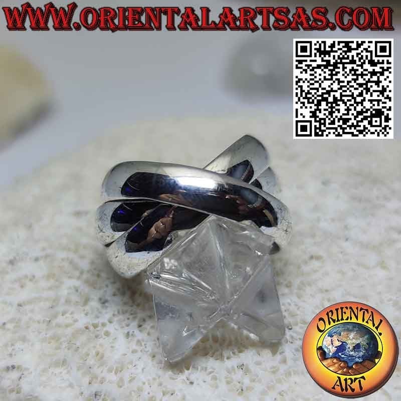 Bague en argent 925 à trois anneaux de 5 mm. * 2 mm. (modèle cartier)