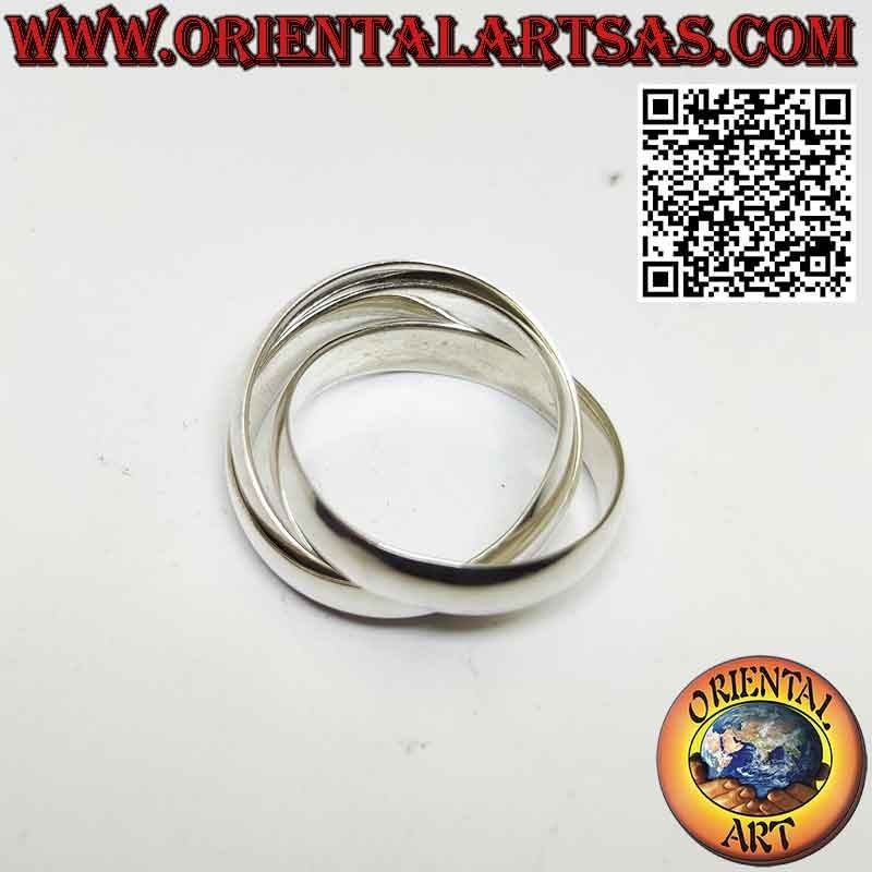 Anillo de tres aros de plata 925 de 5 mm. * 2 mm. (modelo cartier)