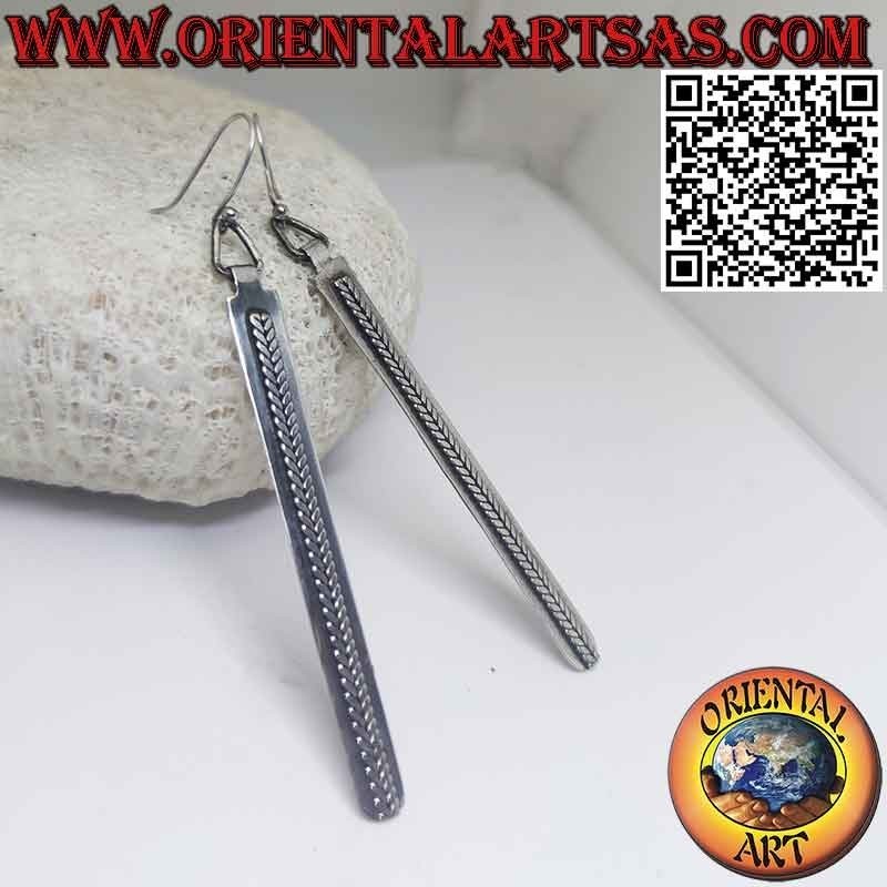 Native earrings in 925‰ silver braid on long plate handmade