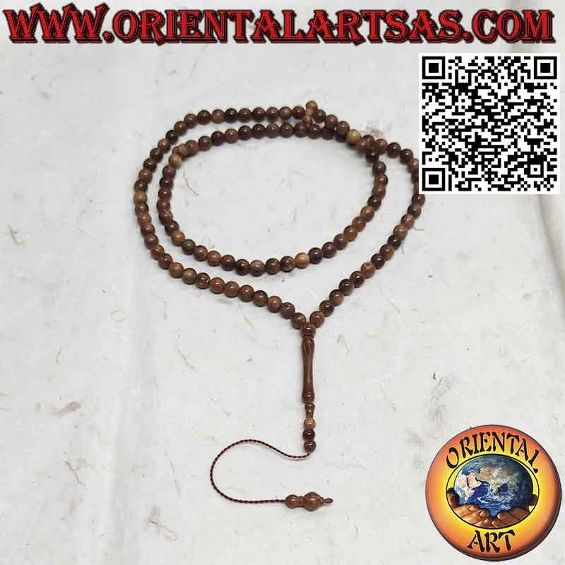 Tasbih musulmano, a 99 perline da 8 mm. in semi di Kuka Koka (Piassava)