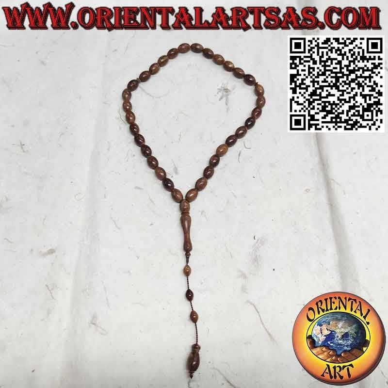 Tasbih islámico, con 33 cuentas de 10*15 mm. en semillas de Kuka Koka (Piassava)