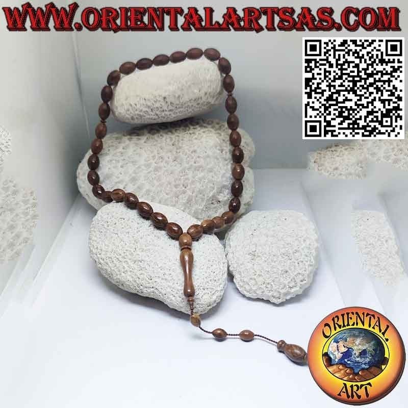 Islamischer Tasbih, mit 33 Perlen von 10*15 mm. in Samen von Kuka Koka (Piassava)
