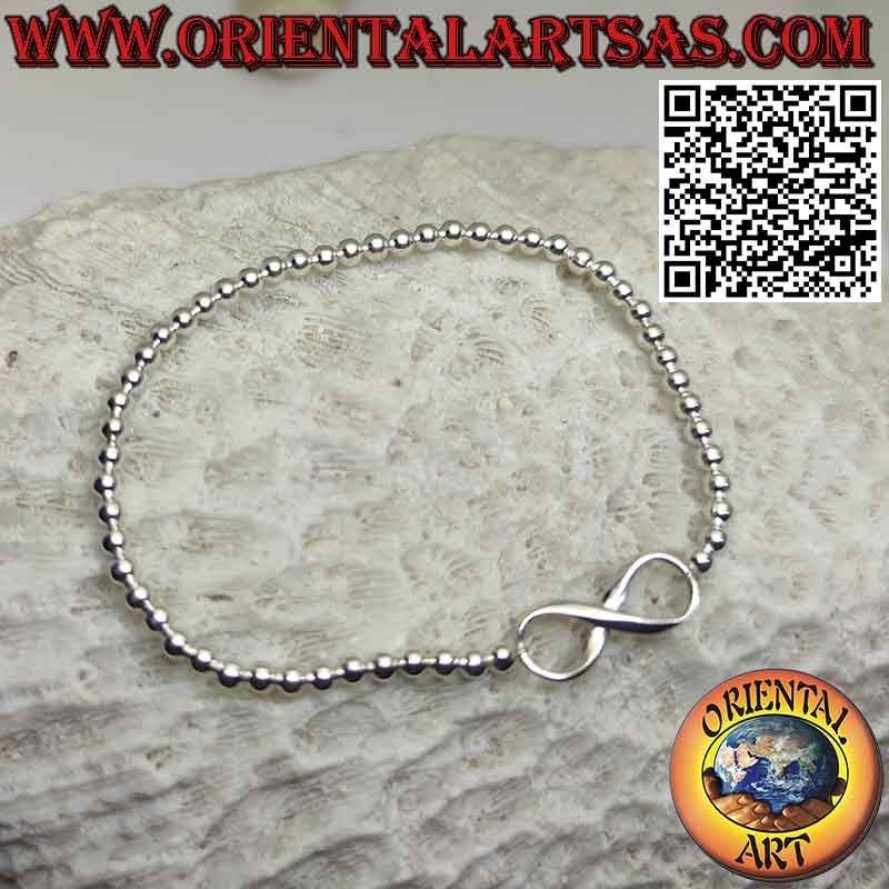 Bracelet en argent 925 ‰ avec symbole infini avec sphères de 3 mm.