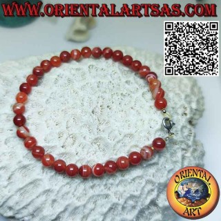 Bracciale a sfere di corniola naturale da 6 mm con chiusura in argento