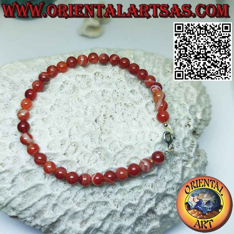 Natur Karneol Armband 6mm | Edler Silberverschluss