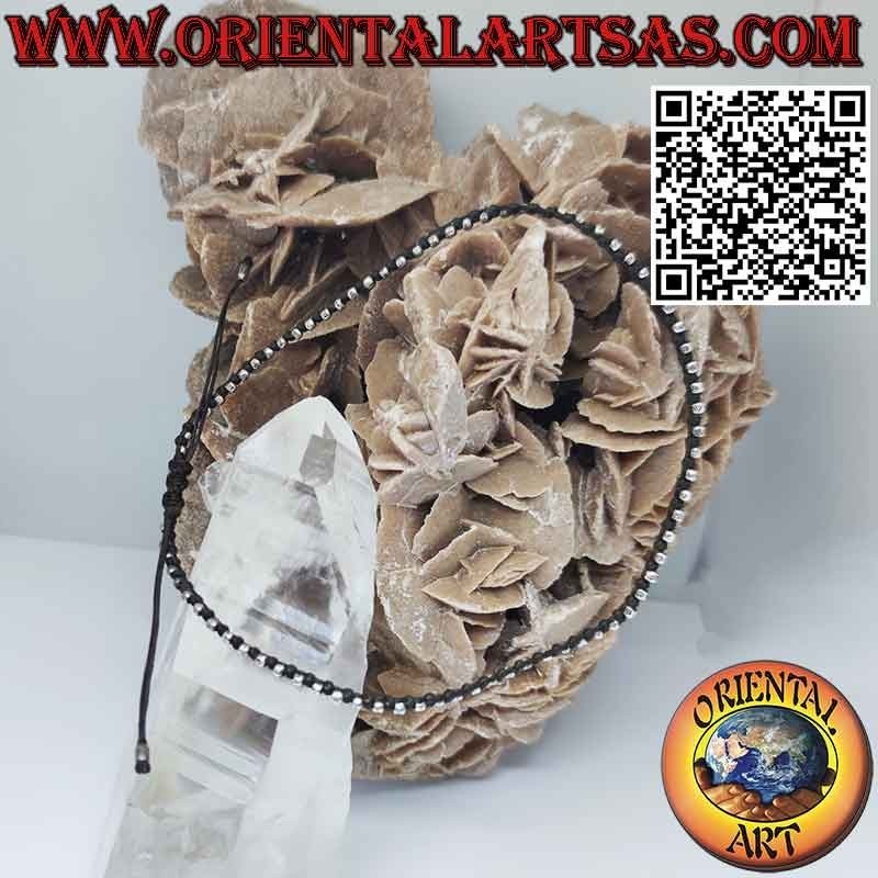 Waxed cord anklet with hypoallergenic 925‰ silver nuggets