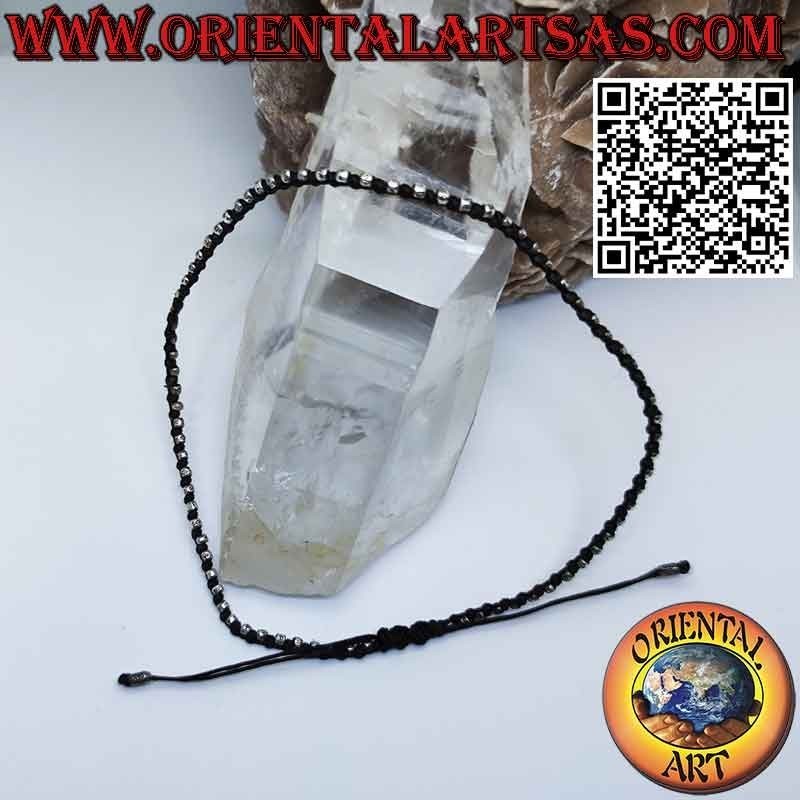 Tobillera de cordón encerado con pepitas de plata hipoalergénica 925‰