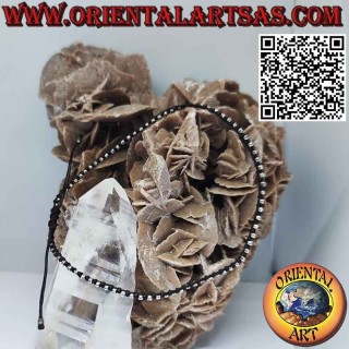 Tobillera de cordón encerado con pepitas de plata hipoalergénica 925‰