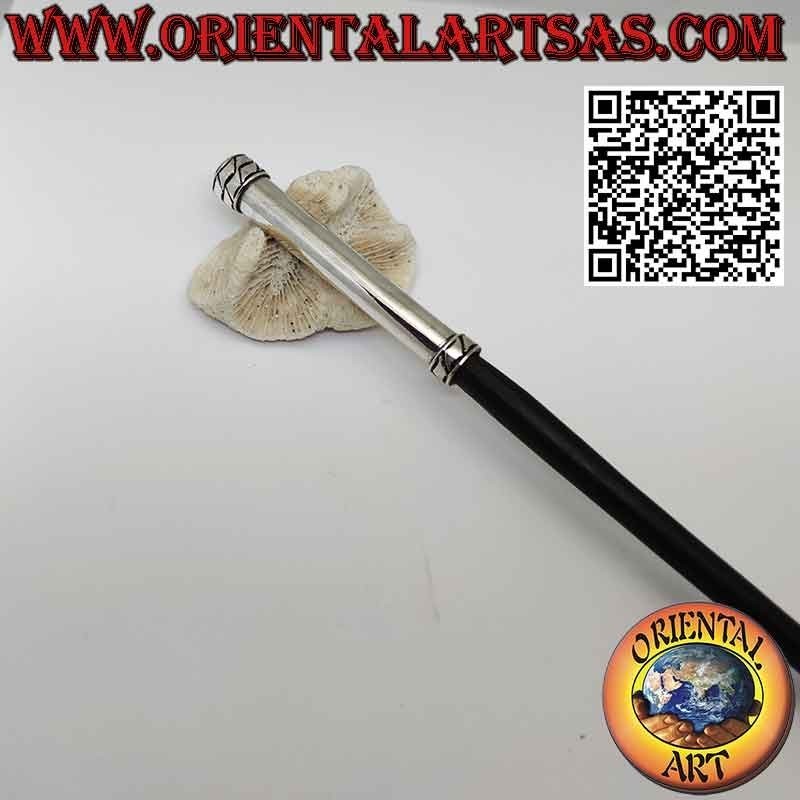 Ebony hair pin with handmade 925 silver cap