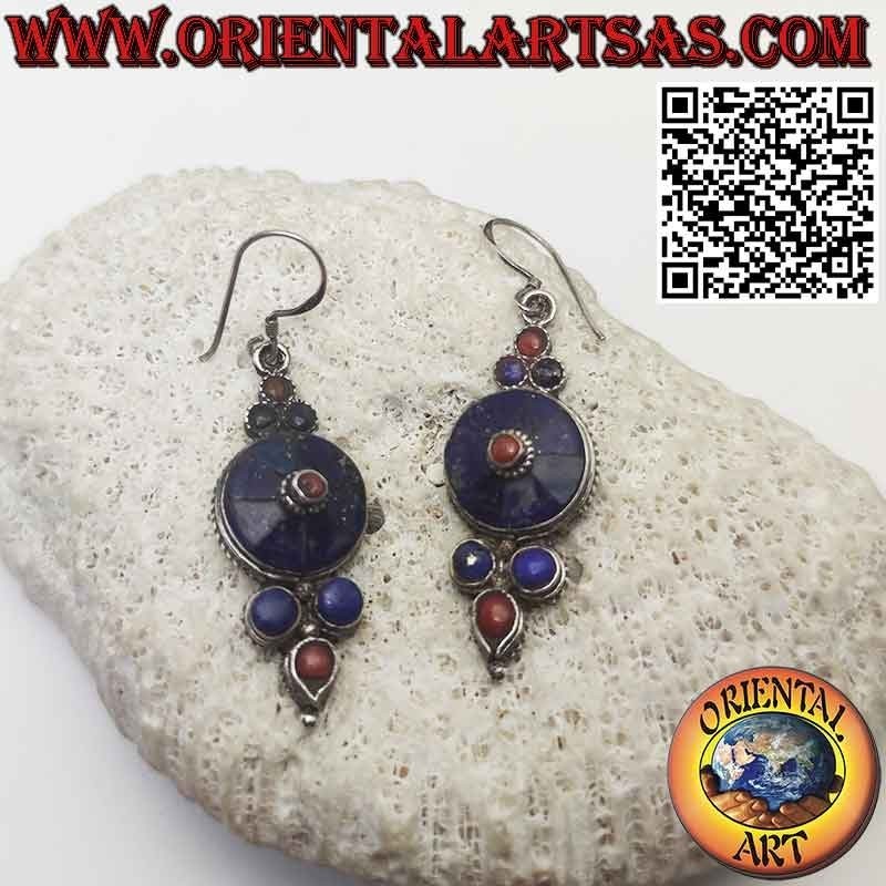 925er Silberohrringe mit Lapislazuli und alten nepalesischen Korallen