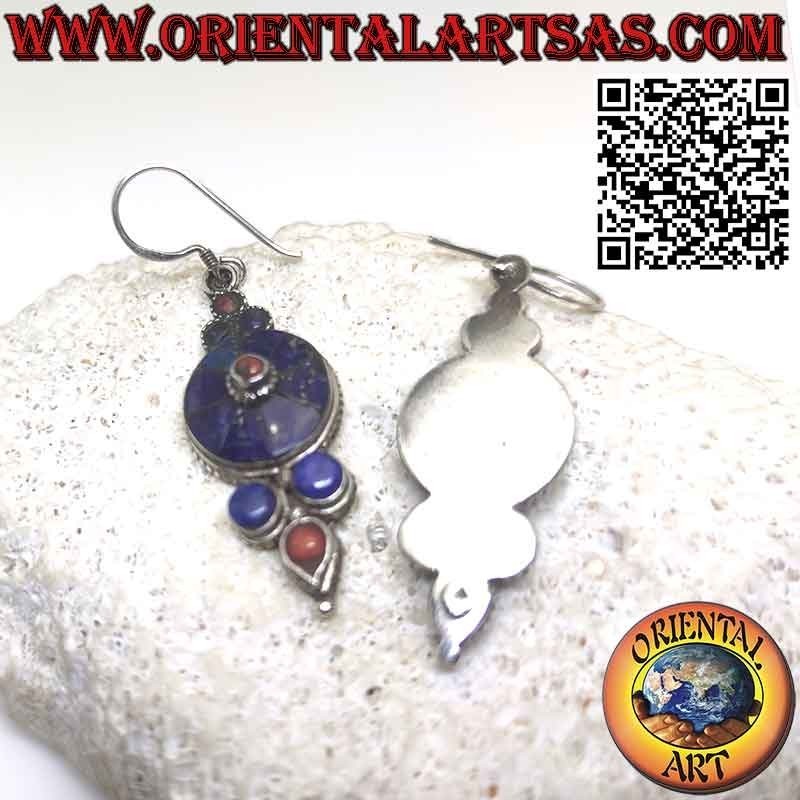 925er Silberohrringe mit Lapislazuli und alten nepalesischen Korallen