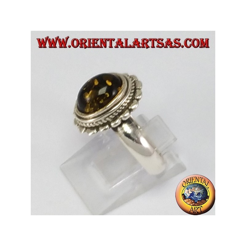 Anillo de plata con Ambra óvalo verde