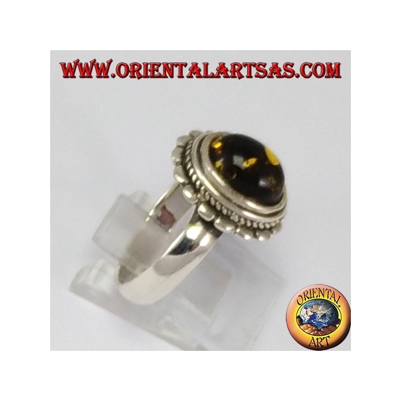 Anillo de plata con Ambra óvalo verde