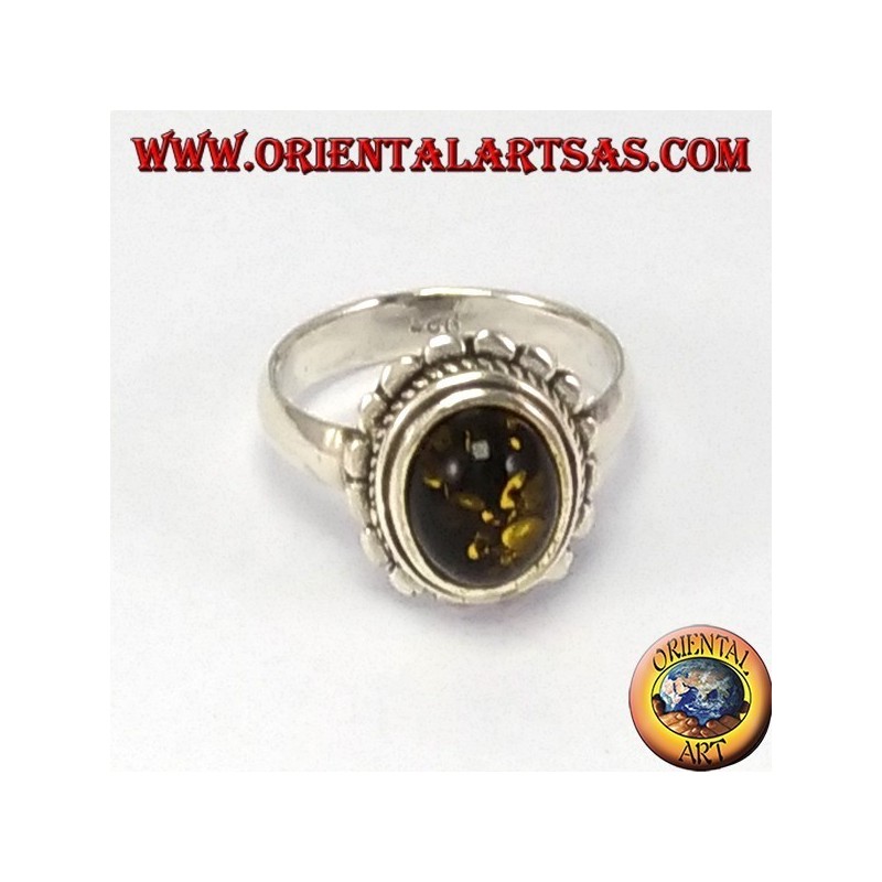 Anillo de plata con Ambra óvalo verde