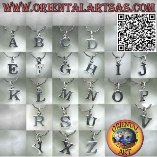 Silver pendant, carved capital block letter 9x1mm