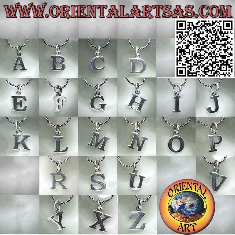 Silberanhänger, geschnitzter Großbuchstabe 9x1 mm