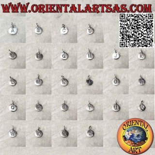 Silver pendant, round medal with engraved capital letter / initial