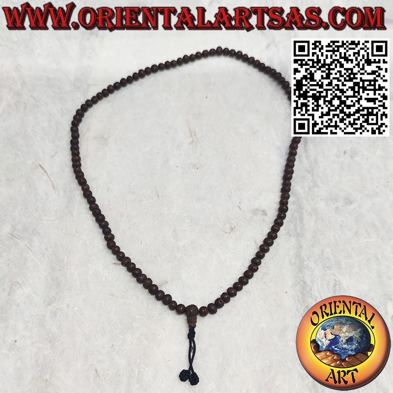 Chapelet Mala Mālā (Japamālā) de 108 perles semi bodhi foncées de 9 mm.
