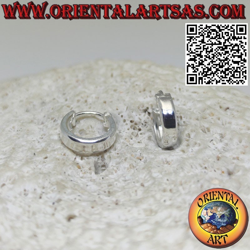 Pendientes de plata, círculo plano liso de 3 mm de espesor, 10 mm de diámetro