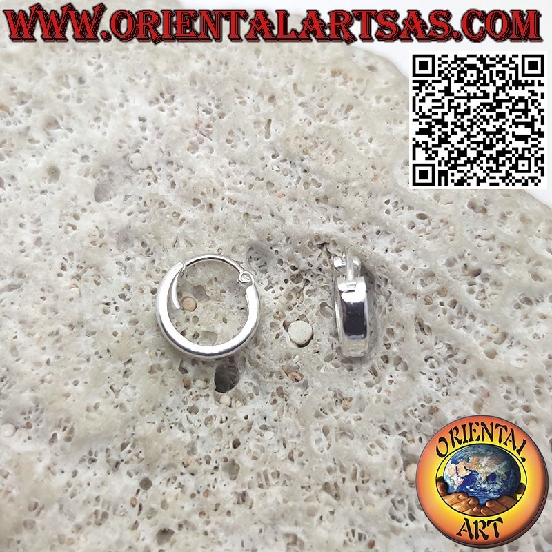 Boucles d'oreilles en argent, cercle plat lisse de 3 mm d'épaisseur, Ø 10 mm