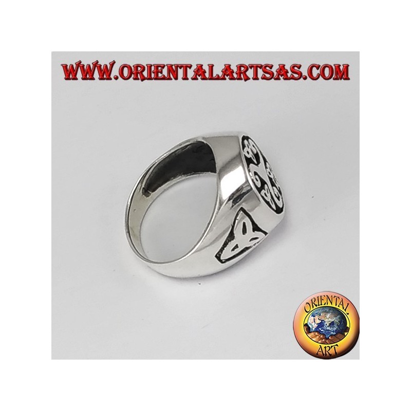 Triskell silver seal ring with tyrone knots