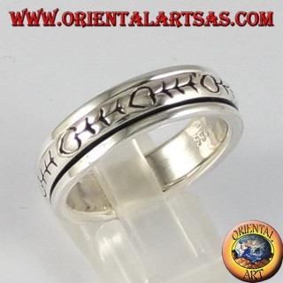 anillo, anillo de bodas de plata antiestrés espina de pescado giratorio