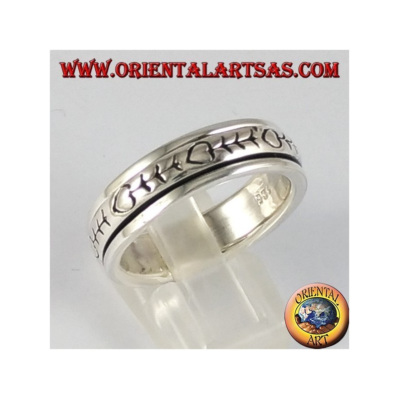 Silver glitter ring Balanced anti-stress swivel