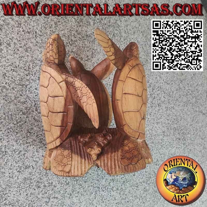 Round table with three sculpted turtles and cut crystal top