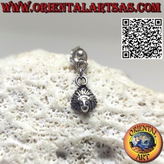 Mini lobe earring in 925 silver with dot and Indian pendant