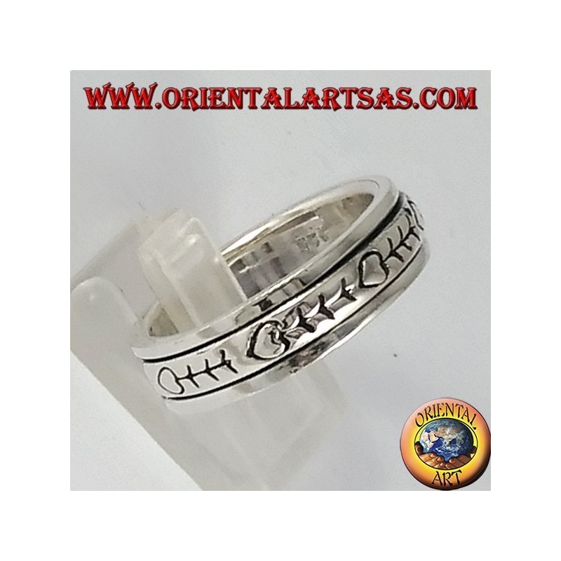 Silber Ehering Ring Anti-Stress-Schwenker Fischgräte