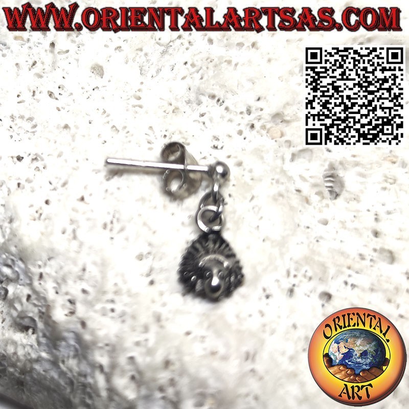 Mini lobe earring in 925 silver with dot and Indian pendant