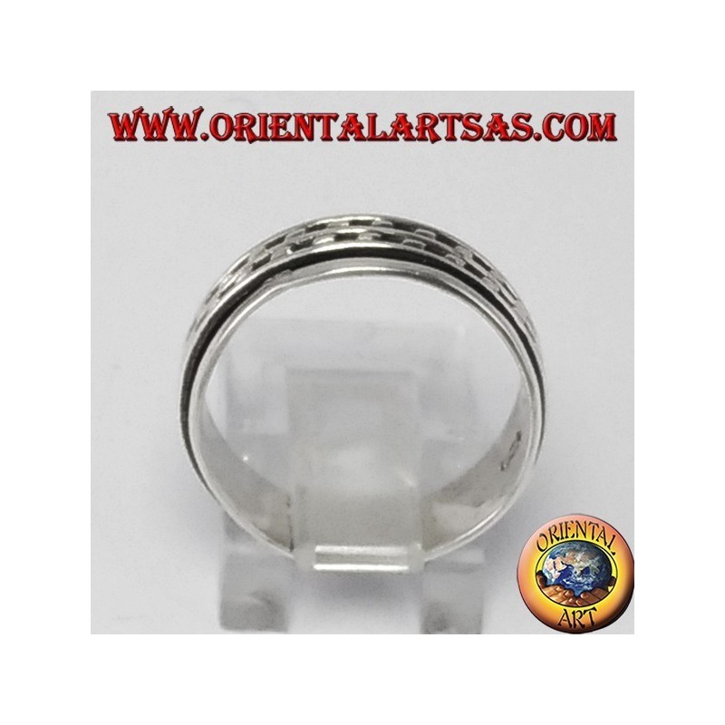 Two-stroke dots anti-stress swivel silver ring