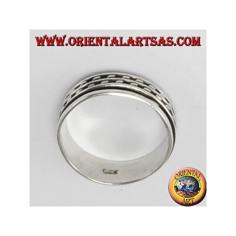 Two-stroke dots anti-stress swivel silver ring