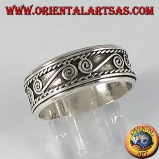 Registro de anillo en plata giratoria antiestrés con espirales S