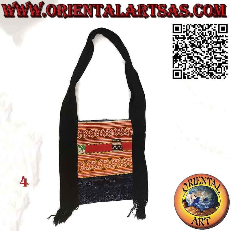 Sac bandoulière à franges en coton et tissus tribaux birmans
