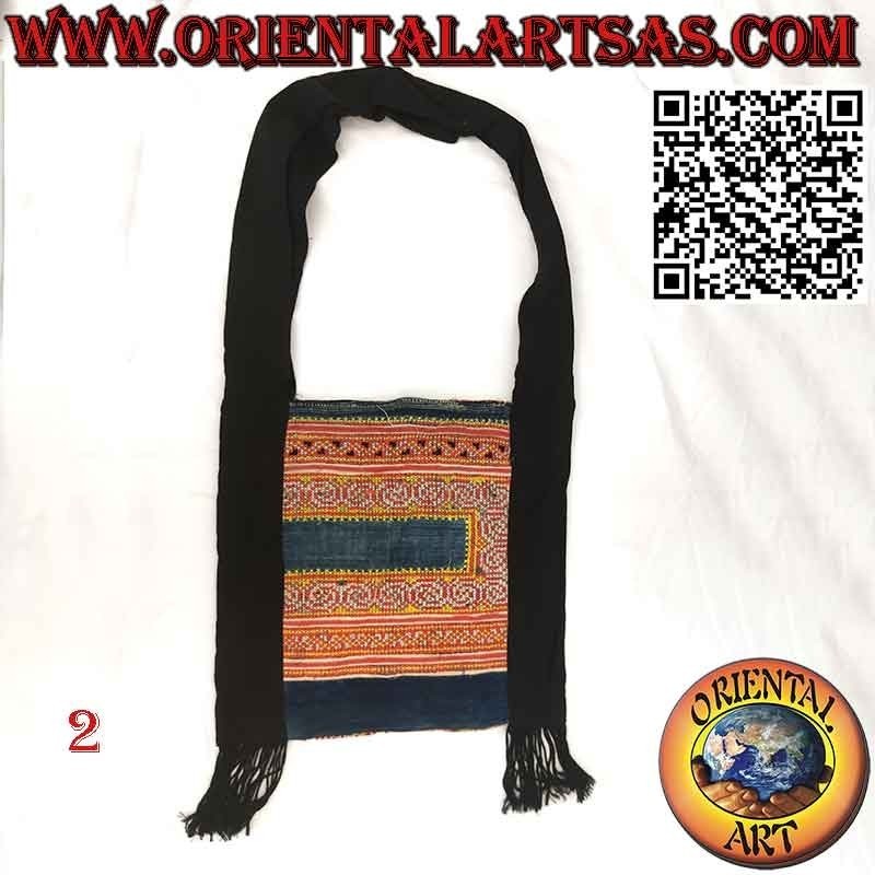Sac bandoulière à franges en coton et tissus tribaux birmans