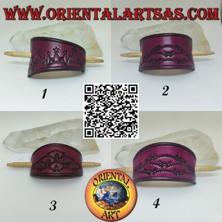 Hand punched leather hair clip with pin in various shapes, Edge