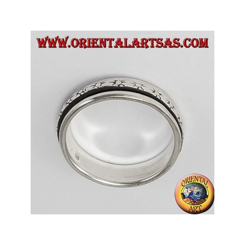 Silver swivel ring with sun