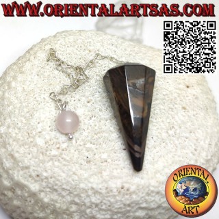 Natural tiger eye pendulum with rose quartz sphere