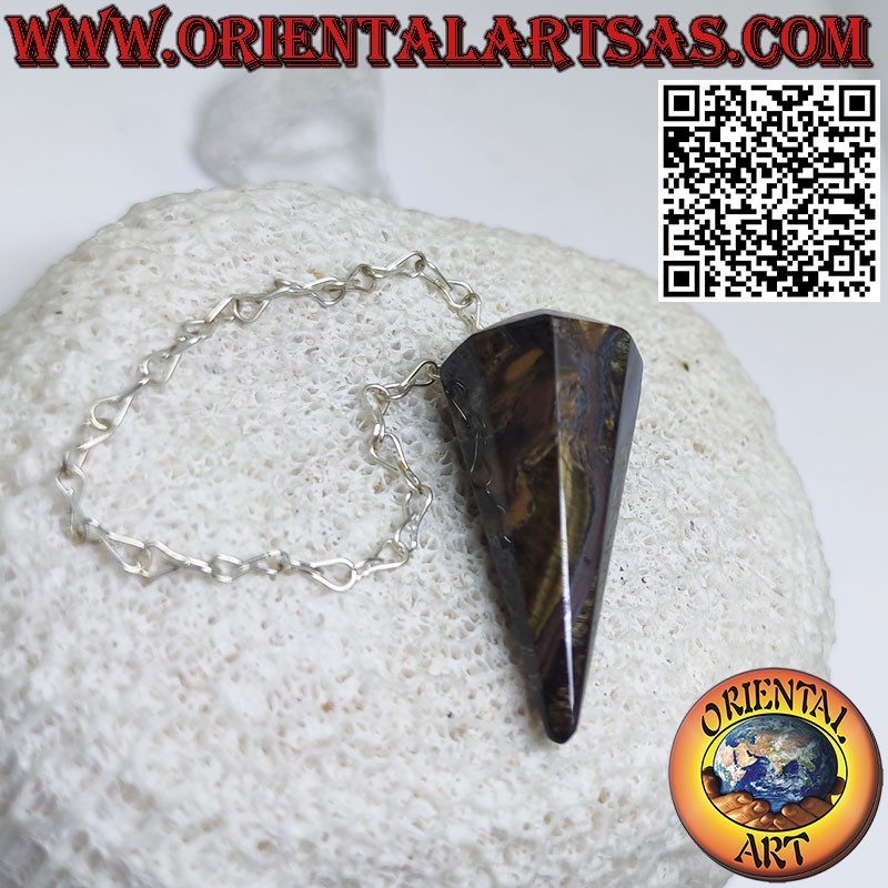 Péndulo Ojo de Tigre Natural con Cuarzo Rosa | Intuición y Amor